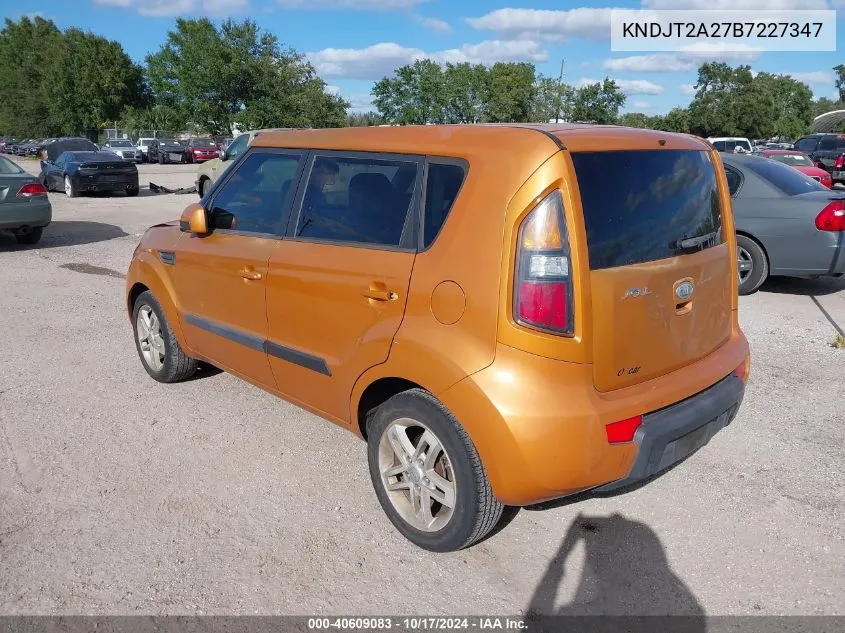 2011 Kia Soul + VIN: KNDJT2A27B7227347 Lot: 40609083