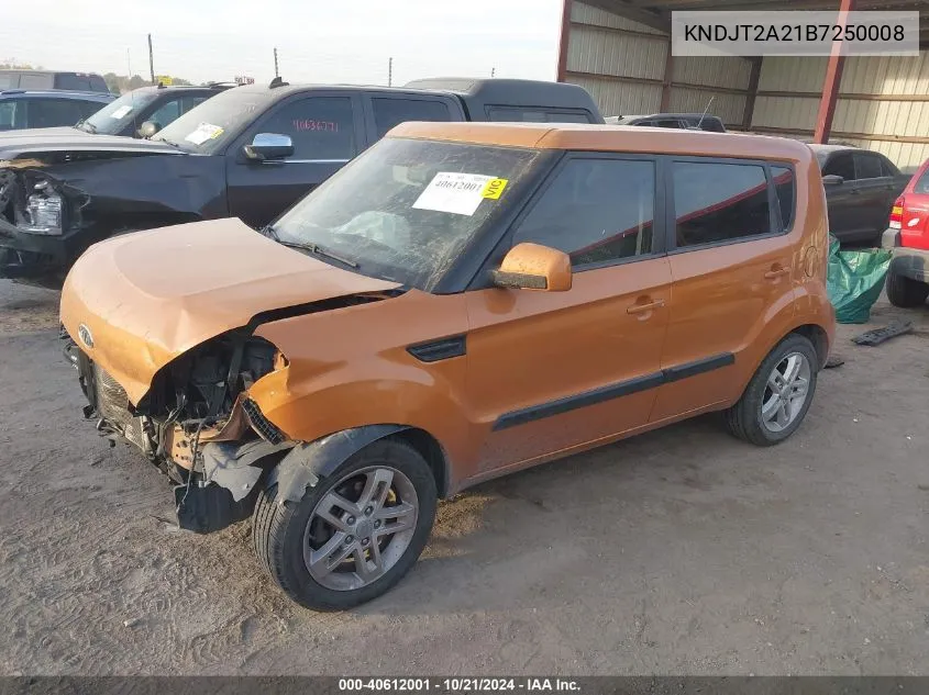 2011 Kia Soul +/!/Sport VIN: KNDJT2A21B7250008 Lot: 40612001