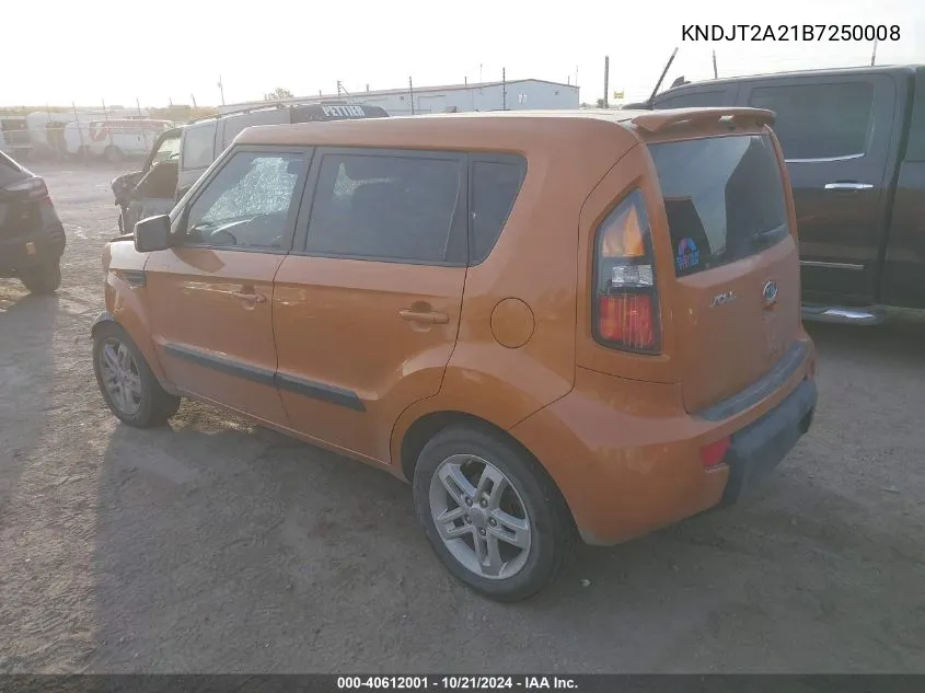 2011 Kia Soul +/!/Sport VIN: KNDJT2A21B7250008 Lot: 40612001