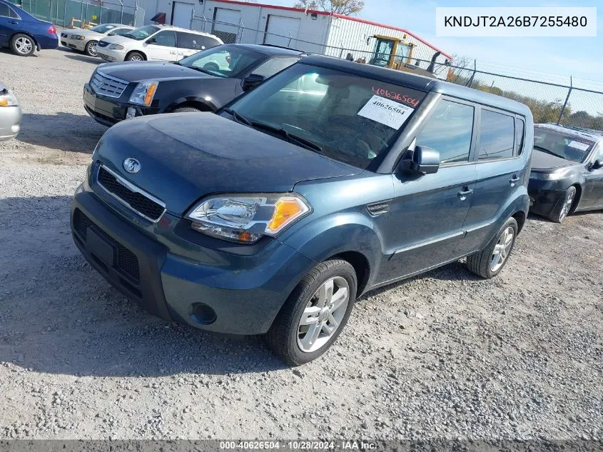 2011 Kia Soul + VIN: KNDJT2A26B7255480 Lot: 40626504