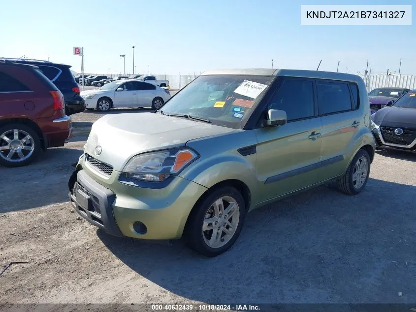 2011 Kia Soul + VIN: KNDJT2A21B7341327 Lot: 40632439