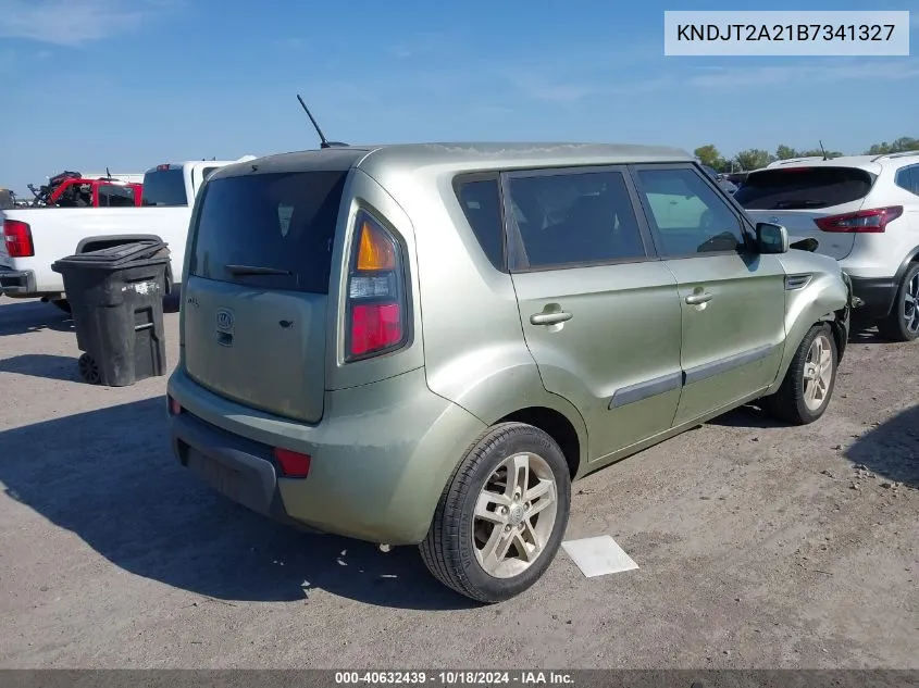 2011 Kia Soul + VIN: KNDJT2A21B7341327 Lot: 40632439