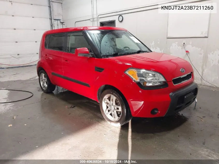 2011 Kia Soul + VIN: KNDJT2A23B7211260 Lot: 40636534