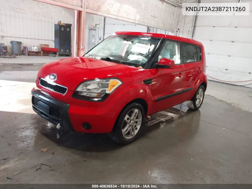 2011 Kia Soul + VIN: KNDJT2A23B7211260 Lot: 40636534