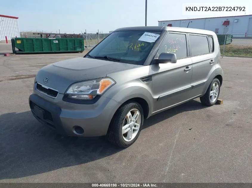 2011 Kia Soul + VIN: KNDJT2A22B7224792 Lot: 40665198