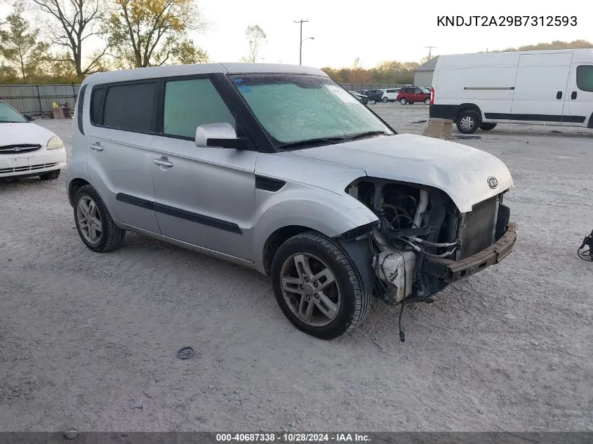 2011 Kia Soul + VIN: KNDJT2A29B7312593 Lot: 40687338