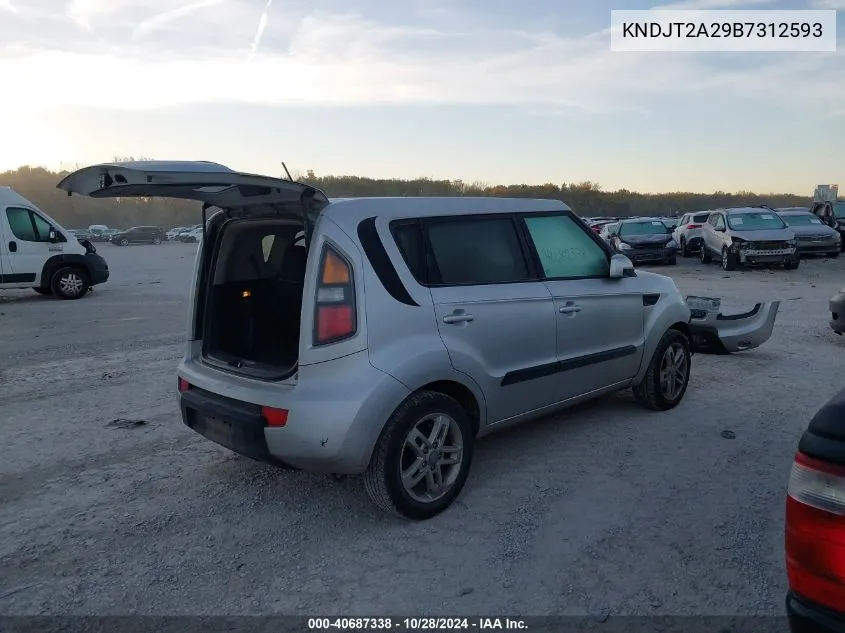 2011 Kia Soul + VIN: KNDJT2A29B7312593 Lot: 40687338