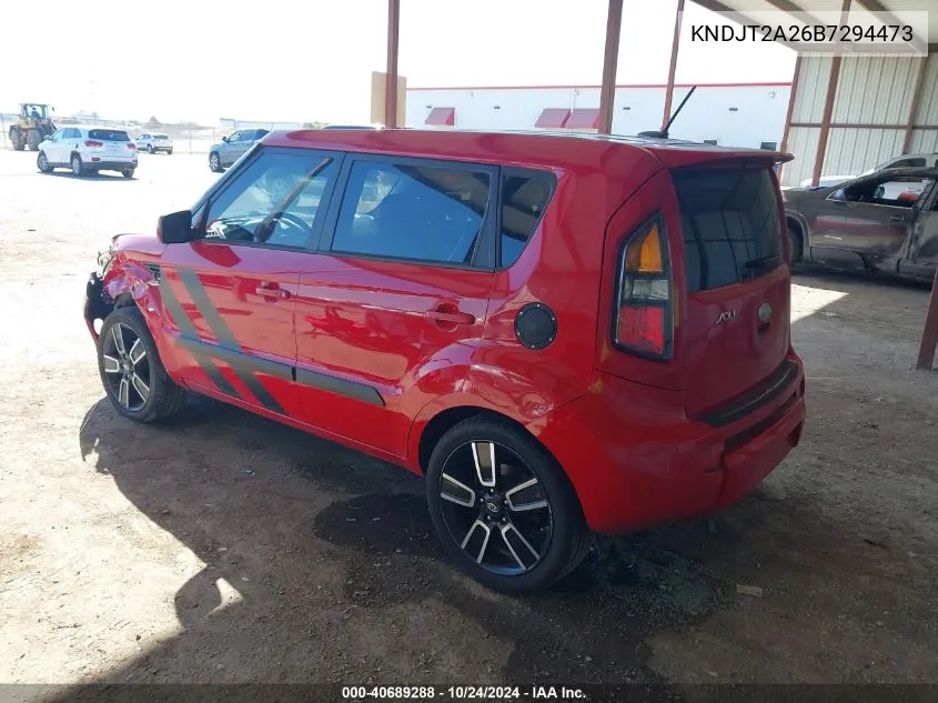 2011 Kia Soul + VIN: KNDJT2A26B7294473 Lot: 40689288