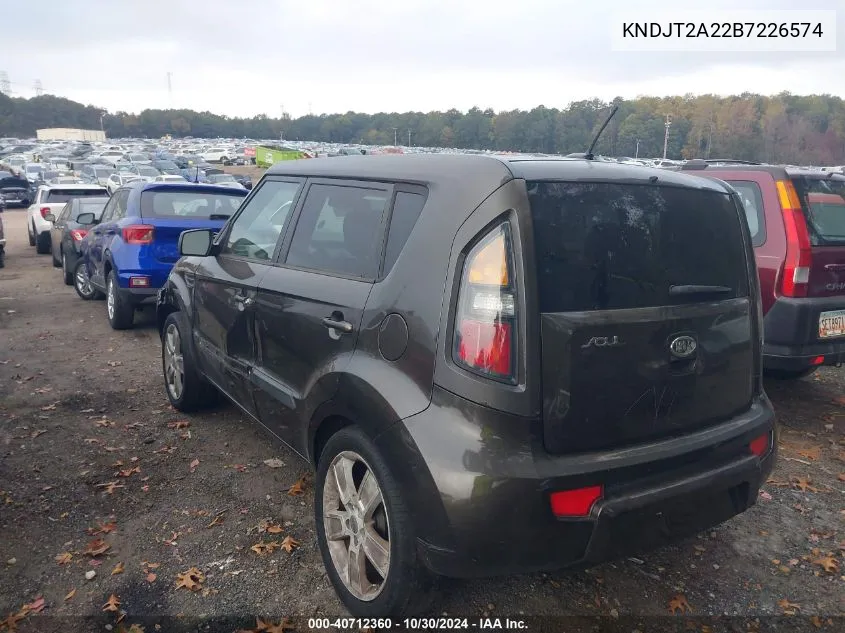 2011 Kia Soul ! VIN: KNDJT2A22B7226574 Lot: 40712360