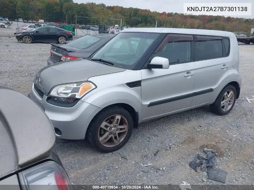 2011 Kia Soul + VIN: KNDJT2A27B7301138 Lot: 40719934