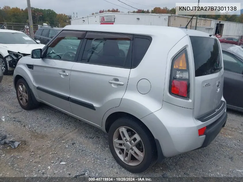 2011 Kia Soul + VIN: KNDJT2A27B7301138 Lot: 40719934