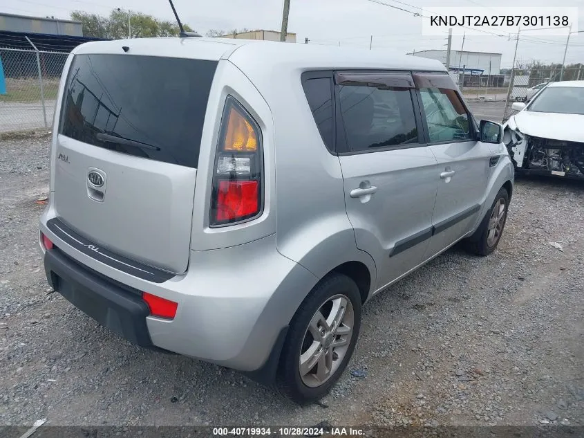 2011 Kia Soul + VIN: KNDJT2A27B7301138 Lot: 40719934