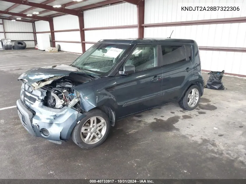 2011 Kia Soul + VIN: KNDJT2A28B7322306 Lot: 40733917