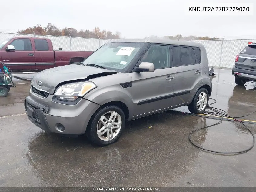 2011 Kia Soul + VIN: KNDJT2A27B7229020 Lot: 40734170