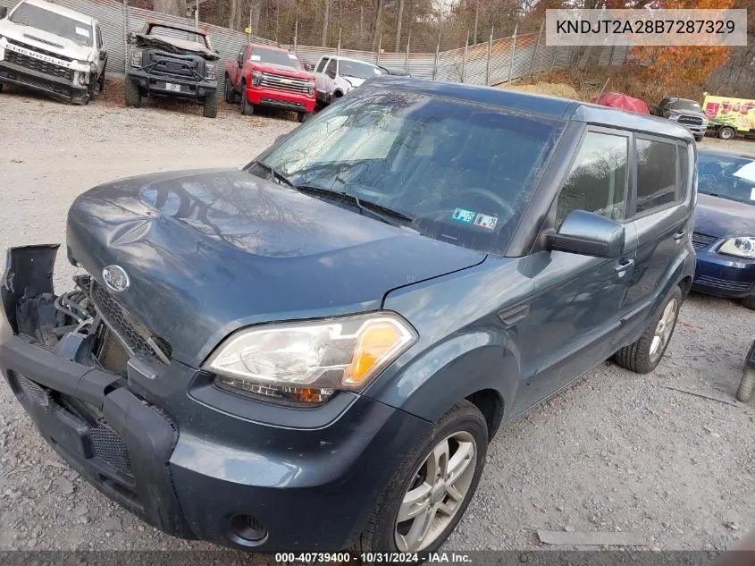 2011 Kia Soul + VIN: KNDJT2A28B7287329 Lot: 40739400