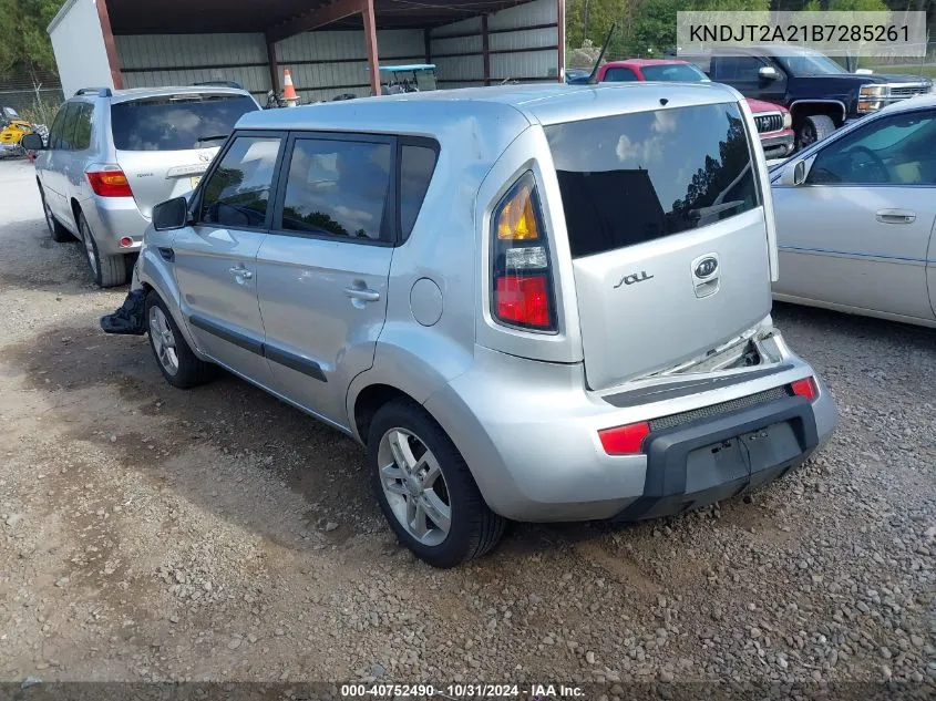 2011 Kia Soul + VIN: KNDJT2A21B7285261 Lot: 40752490