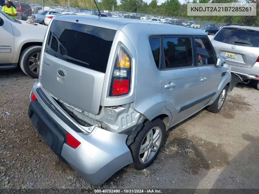 2011 Kia Soul + VIN: KNDJT2A21B7285261 Lot: 40752490