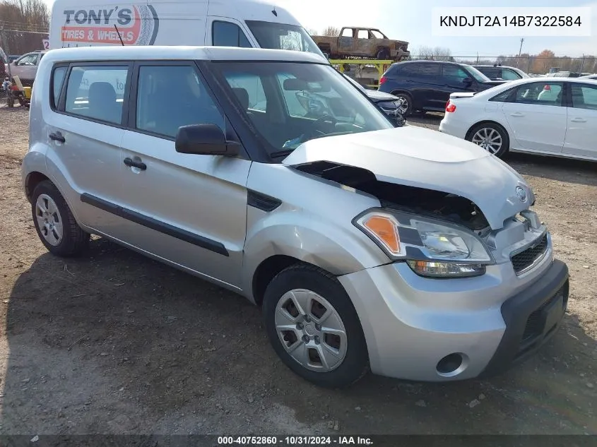 2011 Kia Soul VIN: KNDJT2A14B7322584 Lot: 40752860