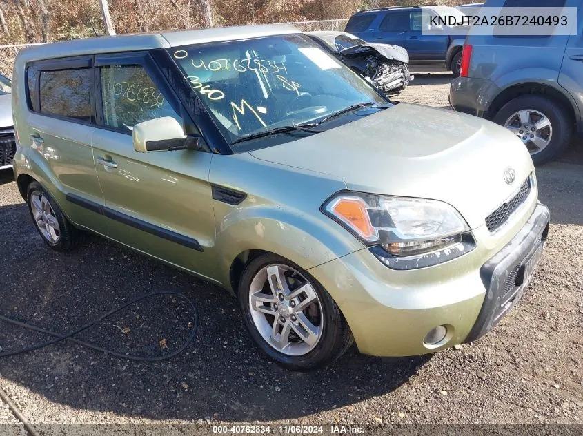 2011 Kia Soul + VIN: KNDJT2A26B7240493 Lot: 40762834