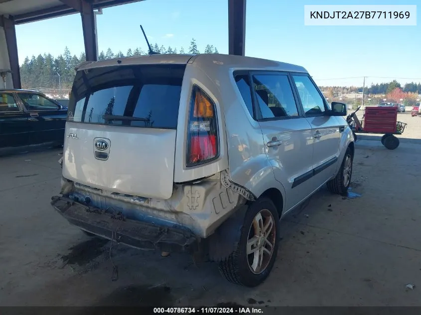 2011 Kia Soul + VIN: KNDJT2A27B7711969 Lot: 40786734