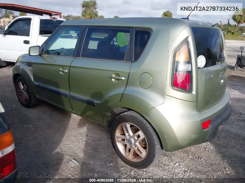 2011 Kia Soul + VIN: KNDJT2A27B7334236 Lot: 40803058