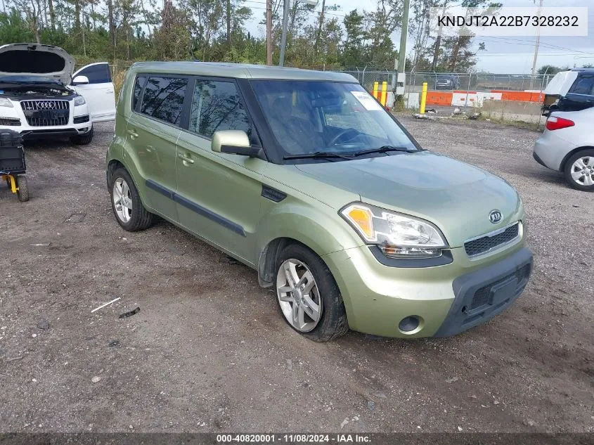 2011 Kia Soul + VIN: KNDJT2A22B7328232 Lot: 40820001