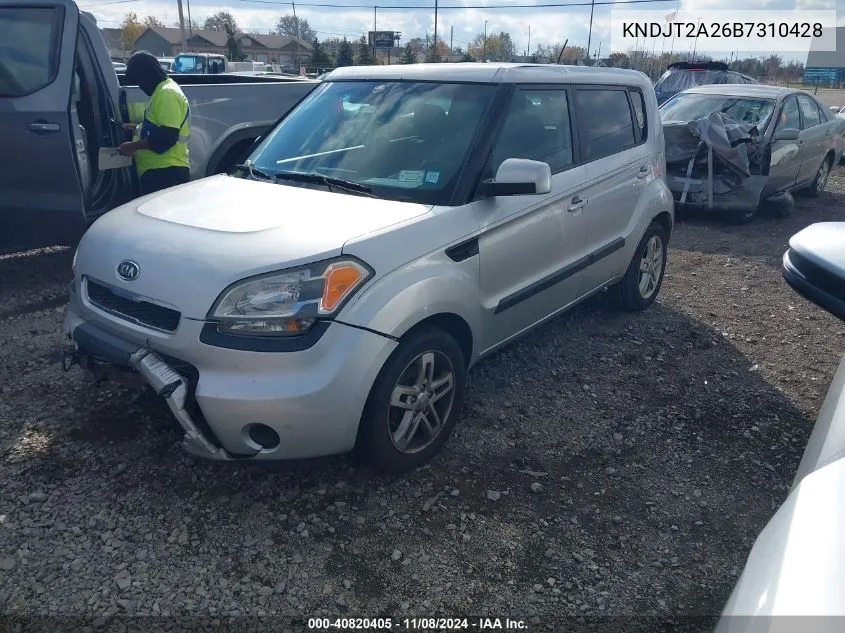 2011 Kia Soul + VIN: KNDJT2A26B7310428 Lot: 40820405