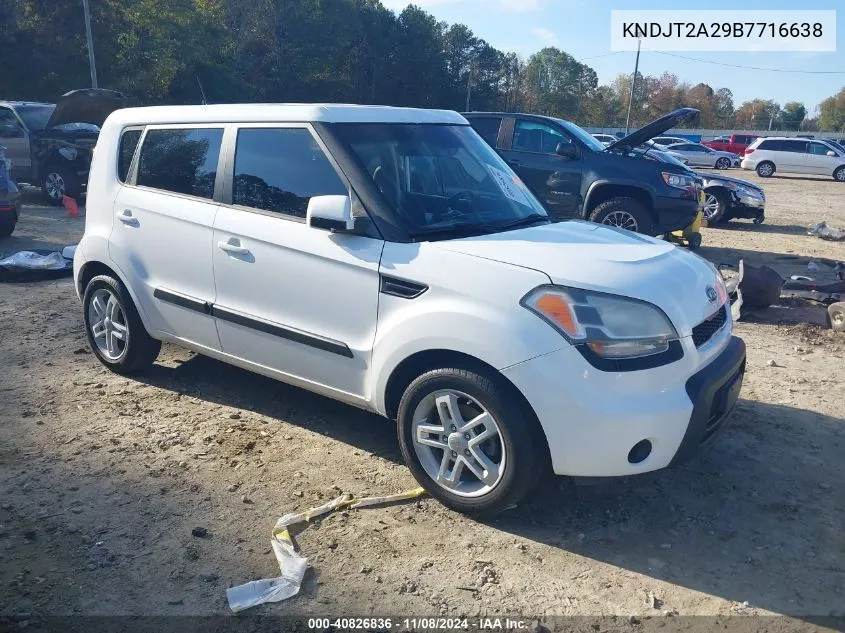 2011 Kia Soul + VIN: KNDJT2A29B7716638 Lot: 40826836