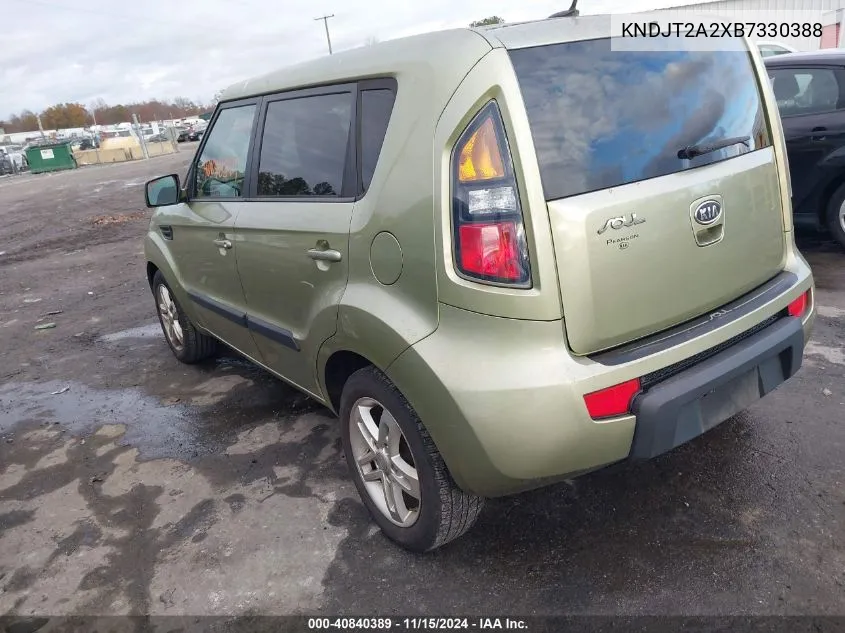 2011 Kia Soul + VIN: KNDJT2A2XB7330388 Lot: 40840389