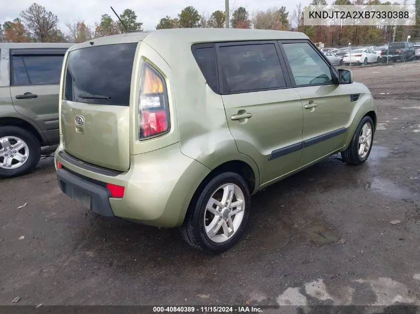 2011 Kia Soul + VIN: KNDJT2A2XB7330388 Lot: 40840389