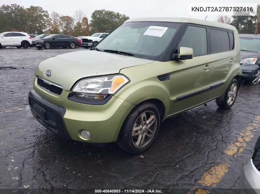 2011 Kia Soul + VIN: KNDJT2A27B7327416 Lot: 40840903