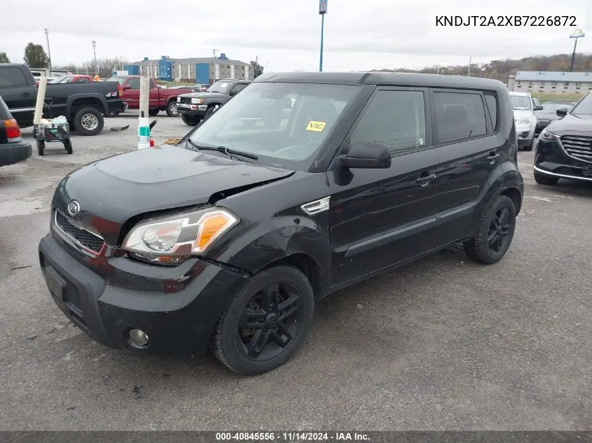 2011 Kia Soul + VIN: KNDJT2A2XB7226872 Lot: 40845556