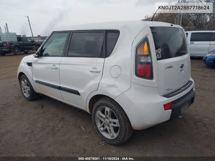 2011 Kia Soul + VIN: KNDJT2A28B7718624 Lot: 40878581