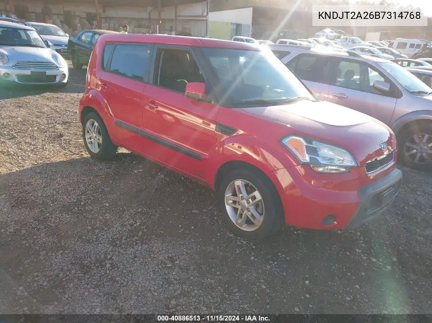 2011 Kia Soul + VIN: KNDJT2A26B7314768 Lot: 40886513