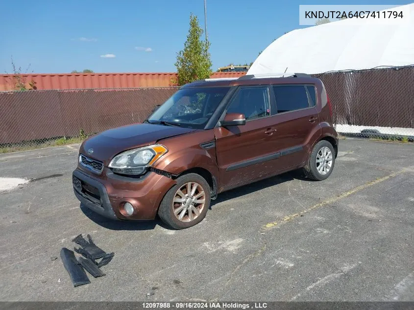 2012 Kia Soul VIN: KNDJT2A64C7411794 Lot: 12097988