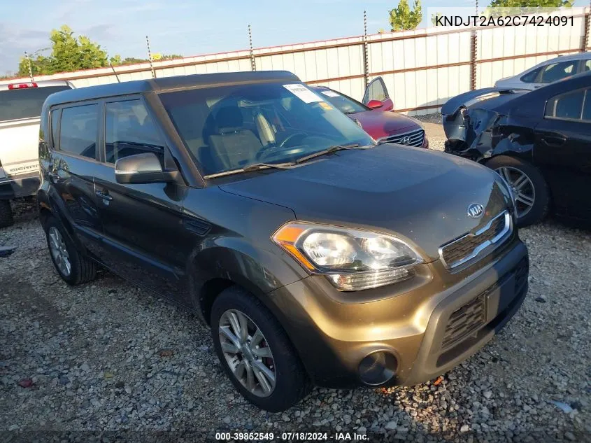 2012 Kia Soul + VIN: KNDJT2A62C7424091 Lot: 39852549