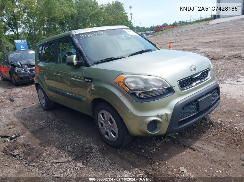 2012 Kia Soul VIN: KNDJT2A51C7428186 Lot: 39882724