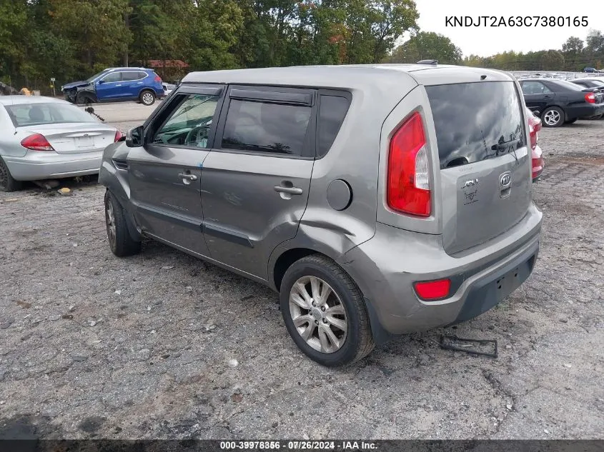 2012 Kia Soul + VIN: KNDJT2A63C7380165 Lot: 39978356