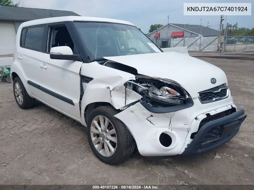 2012 Kia Soul + VIN: KNDJT2A67C7401924 Lot: 40107226