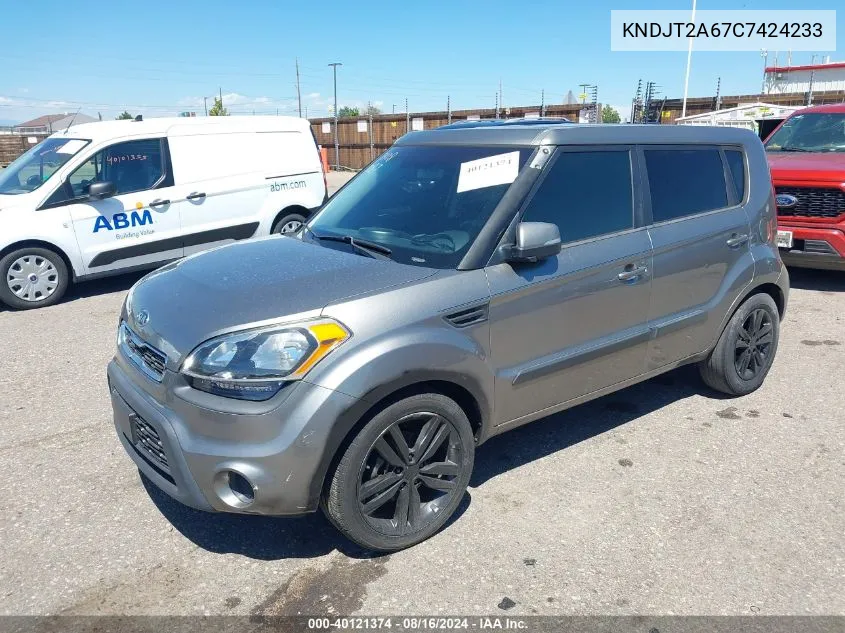 2012 Kia Soul + VIN: KNDJT2A67C7424233 Lot: 40121374