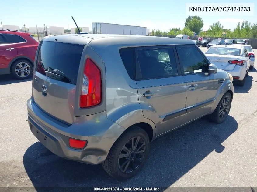 2012 Kia Soul + VIN: KNDJT2A67C7424233 Lot: 40121374