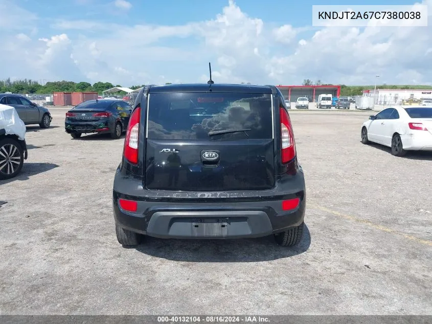 2012 Kia Soul + VIN: KNDJT2A67C7380038 Lot: 40132104