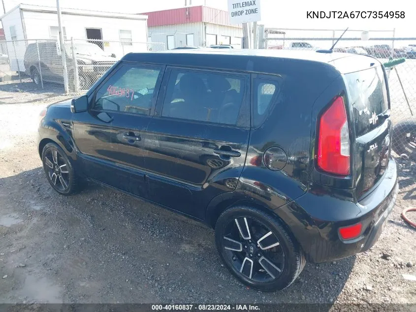 2012 Kia Soul + VIN: KNDJT2A67C7354958 Lot: 40160837