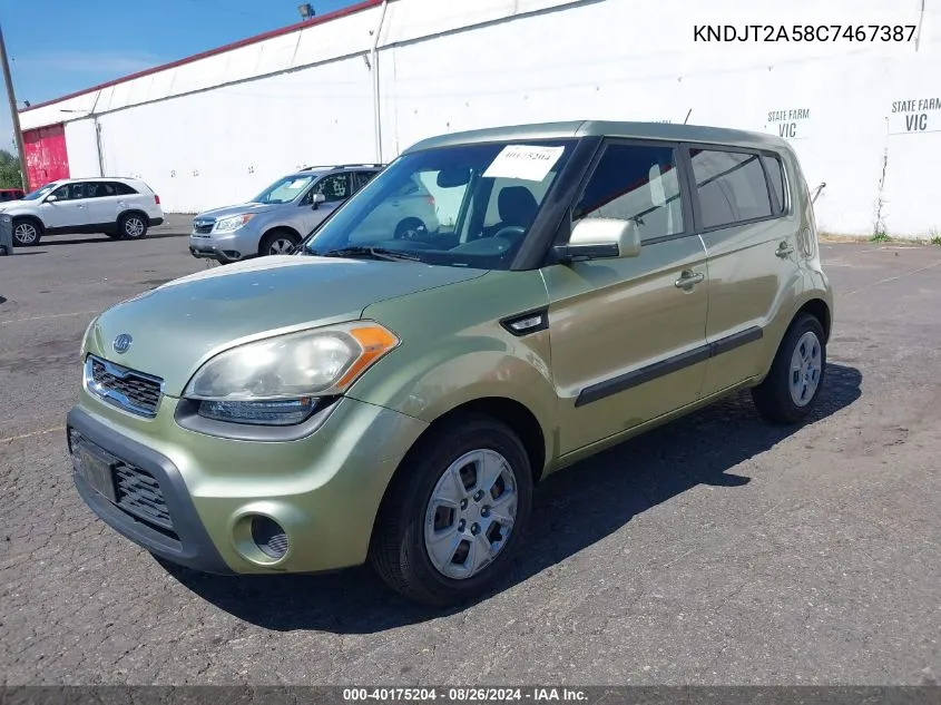 2012 Kia Soul VIN: KNDJT2A58C7467387 Lot: 40175204