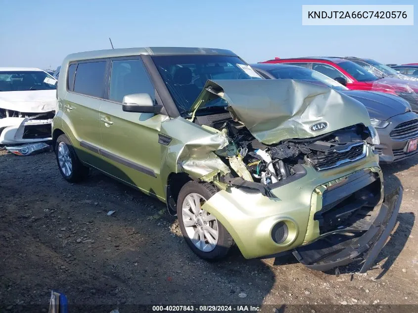 2012 Kia Soul + VIN: KNDJT2A66C7420576 Lot: 40207843