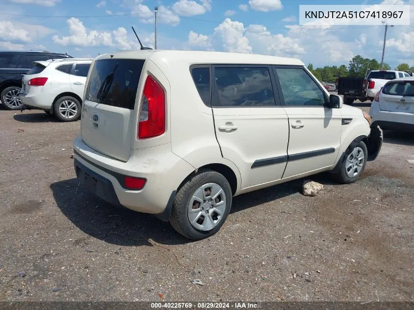 2012 Kia Soul VIN: KNDJT2A51C7418967 Lot: 40225769