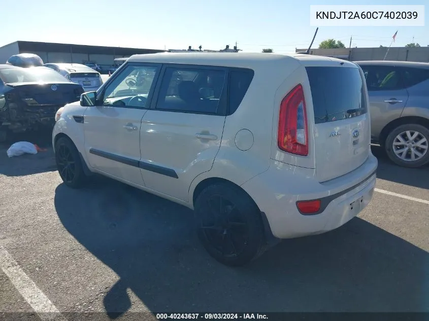 2012 Kia Soul ! VIN: KNDJT2A60C7402039 Lot: 40243637