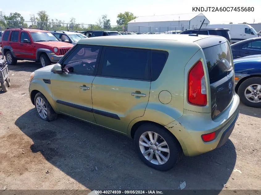 2012 Kia Soul + VIN: KNDJT2A60C7455680 Lot: 40274939