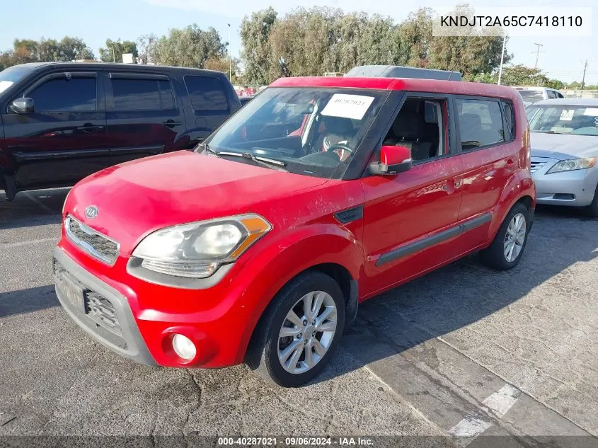 2012 Kia Soul + VIN: KNDJT2A65C7418110 Lot: 40287021