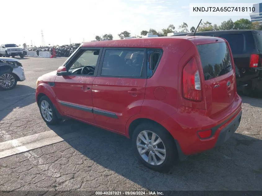 2012 Kia Soul + VIN: KNDJT2A65C7418110 Lot: 40287021